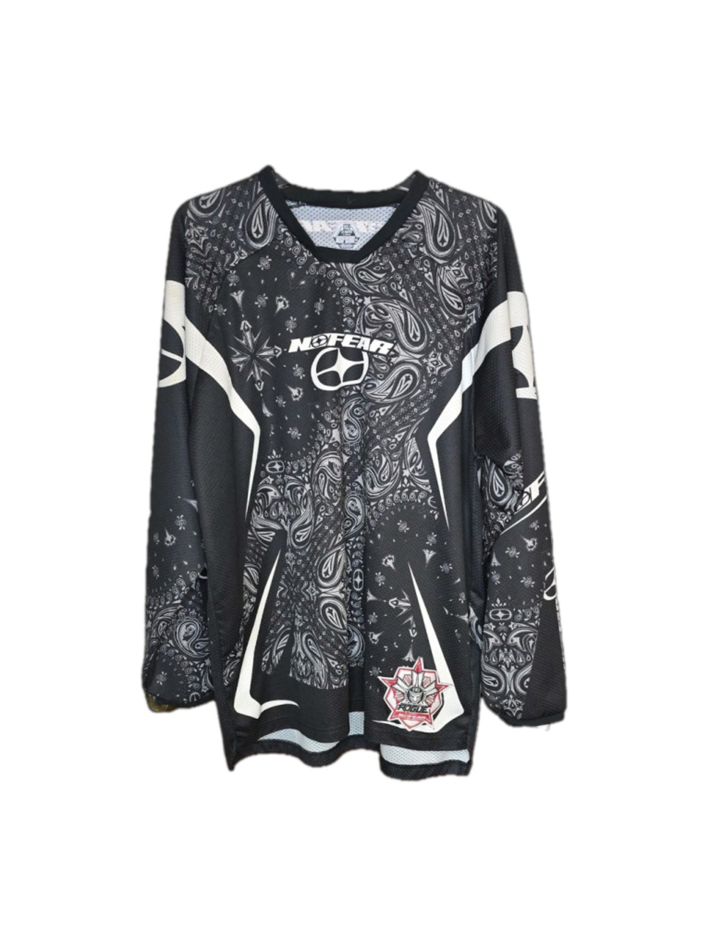 No Fear Rogue Series Motocross Jersey Mens XL Black White Paisley Y2K MX BMX
